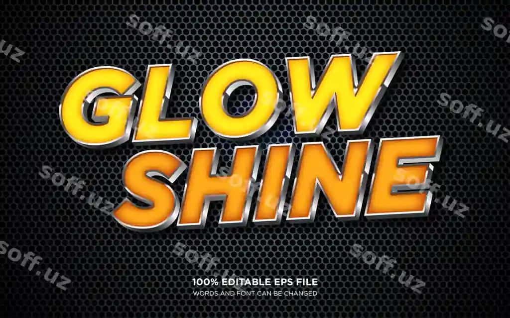 Yorqinlik yorqinlik tahrirlanadigan matn uslubi effekti | Glow shine editable text style effect