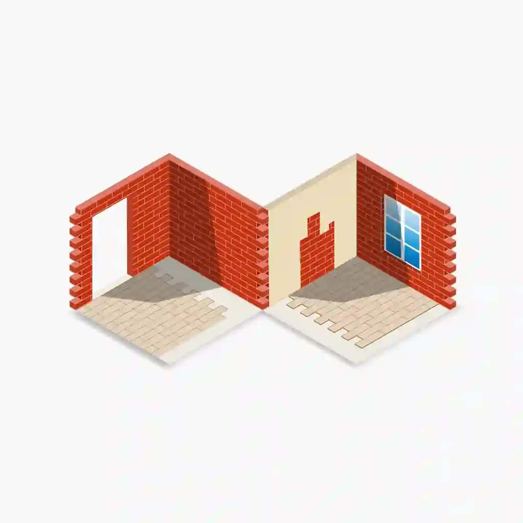 Izometrik rasm qizil g'isht devori | Isometric illustration red brick wall