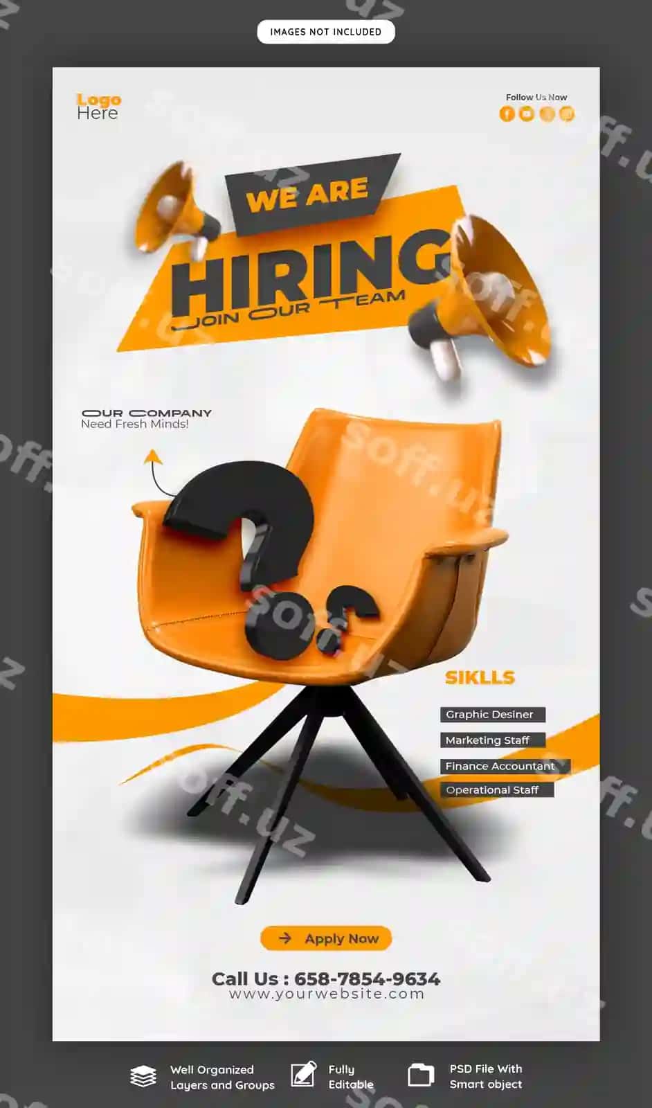 Biz ishga joylash is vakansiysi facebook instagram story post shabloni | We are hiring job vacancy facebook instagram story post template