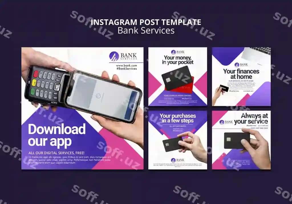 Gradient bank xizmati Instagram postlari | Gradient bank service instagram posts