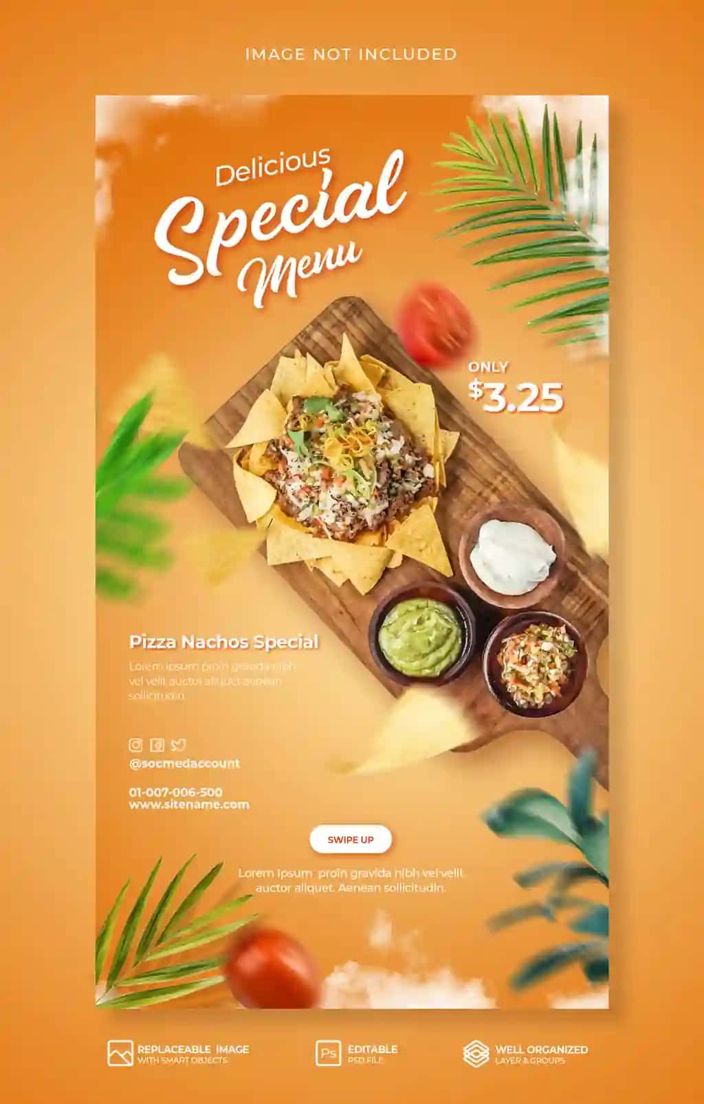 Maxsus issiq nachos taomlari menyusini reklama qilish ijtimoiy media instagram hikoyasi | Special hot nachos food menu promotion social media instagram story