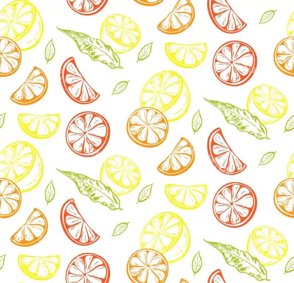 Choksiz naqshli tsitrus mevalari shaffof fon | Seamless pattern citrus fruits transparent background