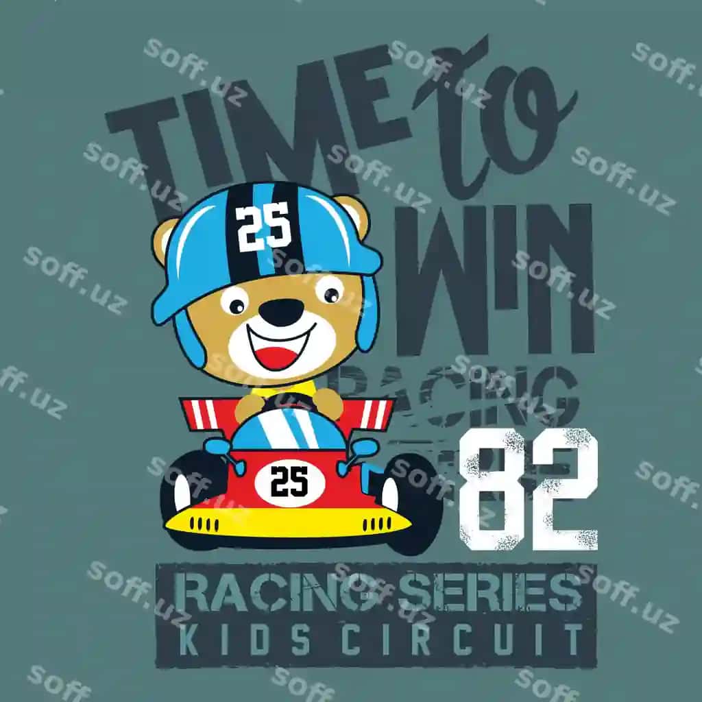 Racing mashina karikatura vektor bolalar uchun futbolka dizayni | Racing car cartoon vector baby t shirt design