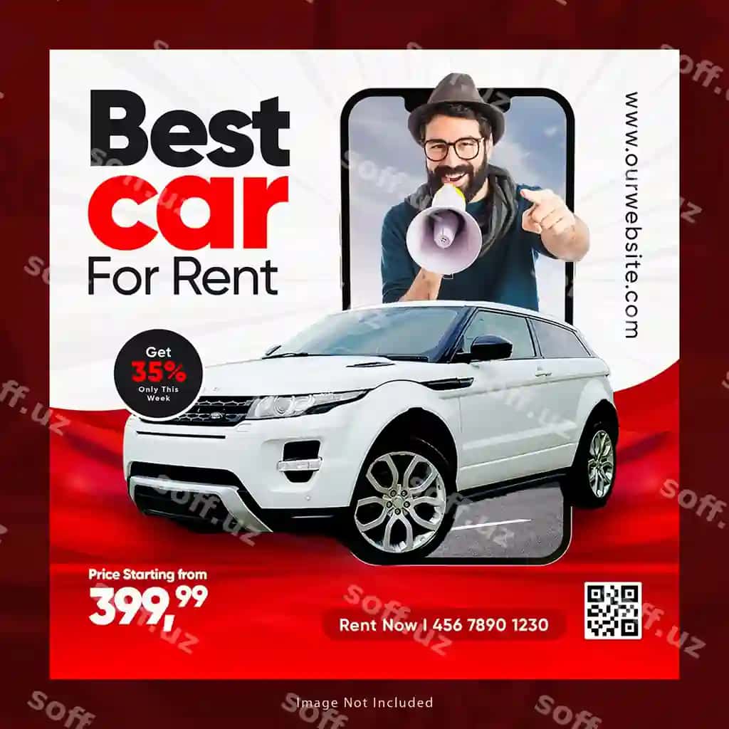 Avtomobil ijarasi, avtomobil sotuvi, avtomobil xizmatlari, ijtimoiy tarmoqlar baneri, Instagram posti | Car rental car sale automotive social media banner instagram post