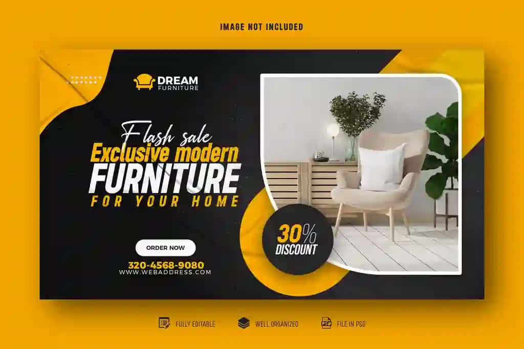 Zamonaviy mebel veb-banner sarlavhasi qopqog'i dizayn shabloni | Modern furniture web banner header cover design template