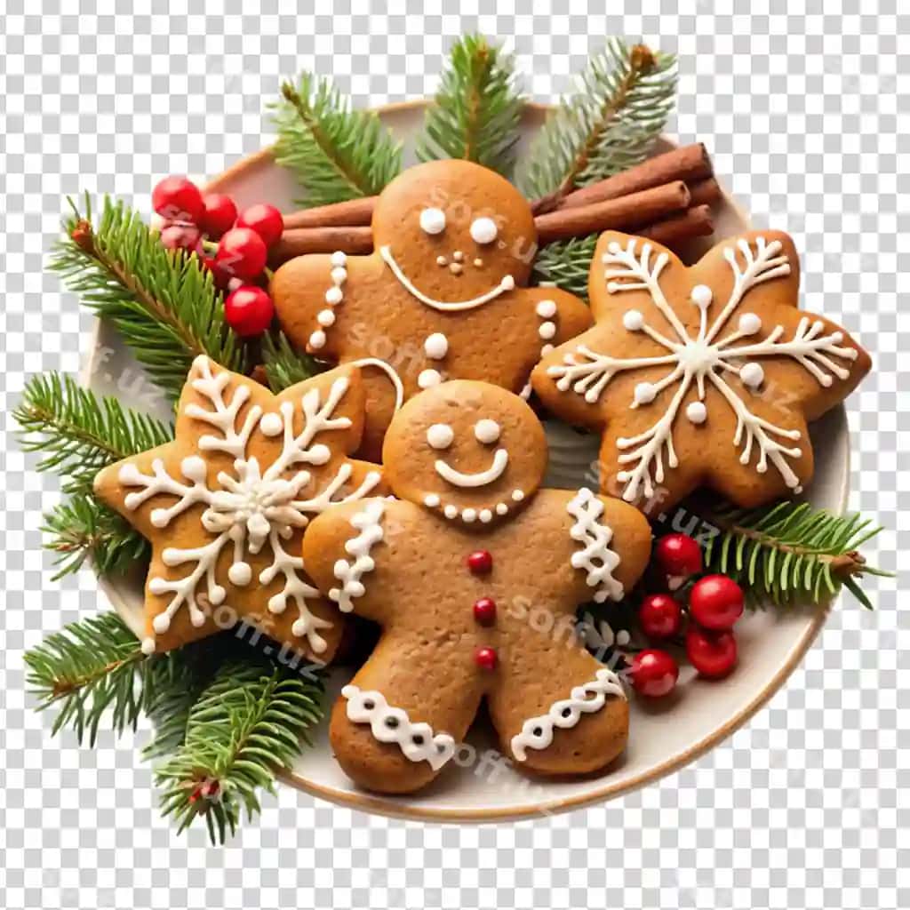 Gulovchi shirin noni odami boshida oq shaffof qorqutliq belgi | Smiling gingerbread man with white snowflake his forehead transparent