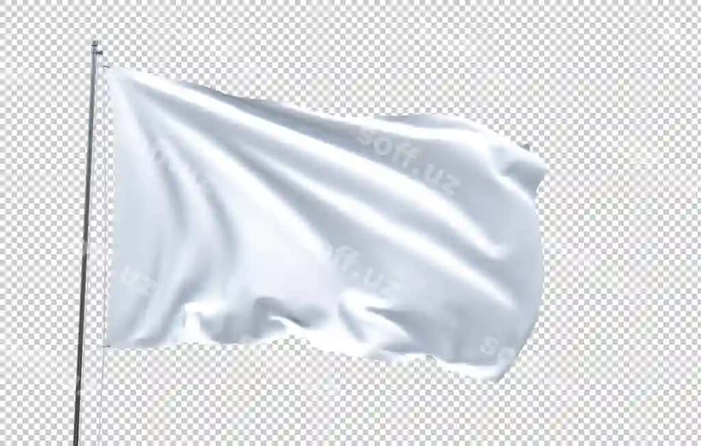 Oq bayroq hilpirab turgan ustun izolyatsiya qilingan shaffof fon | White flag waving pole isolated transparent background