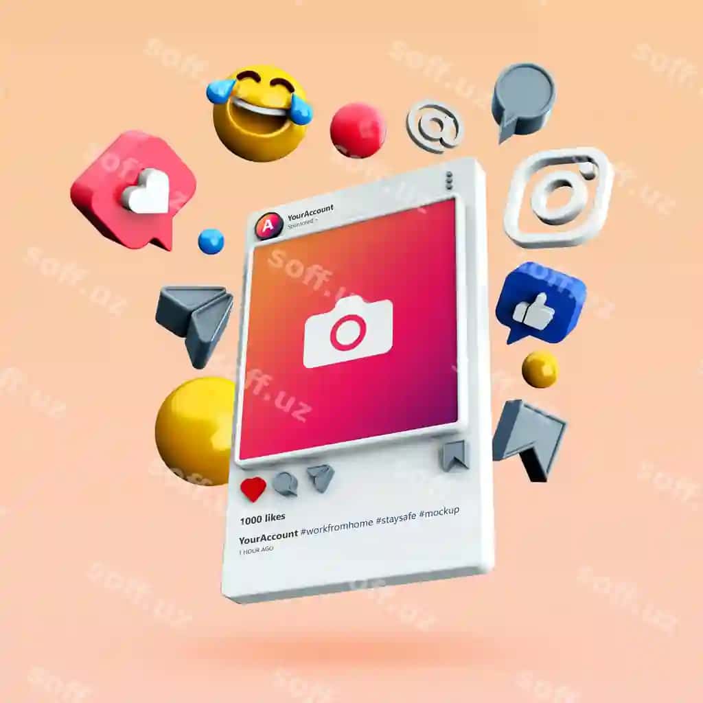 Mockup 3d instagram ijtimoiy media posti | Mockup 3d instagram social media post