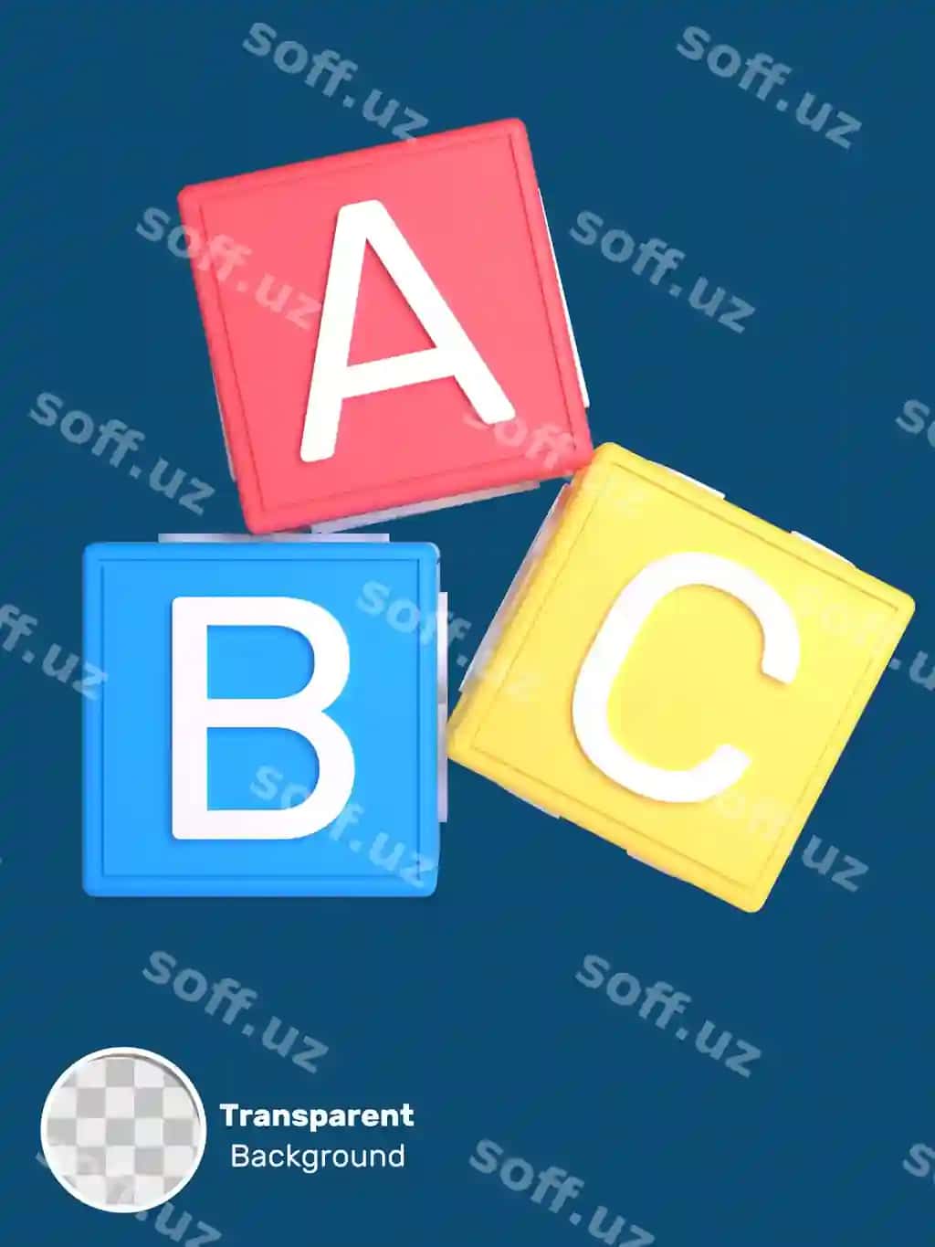 3D alifbo bloki maktab ta'limi kontseptsiyasi obyekti shaffof fon | 3d alphabet block school education concept object transparent background
