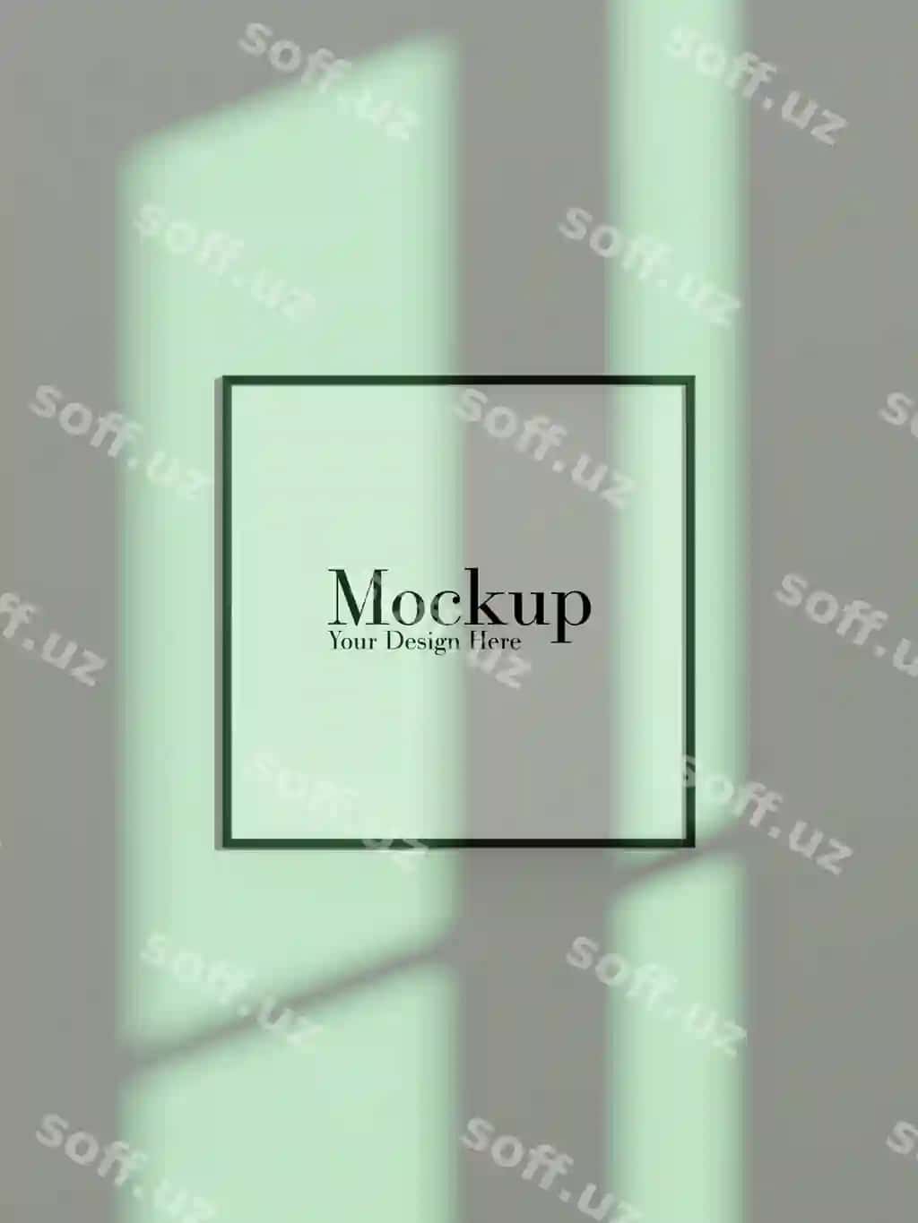 Deraza soyasi bilan yozgi devor ramkasi mokapi | Summer wall frame mockup with window shadow