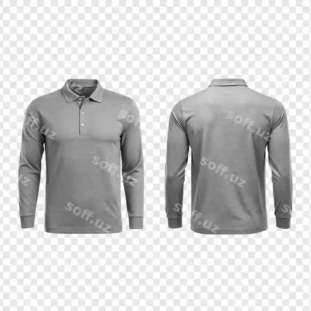 Kulrang uzun yengli polo ko'ylak | Grey long sleeve polo shirt