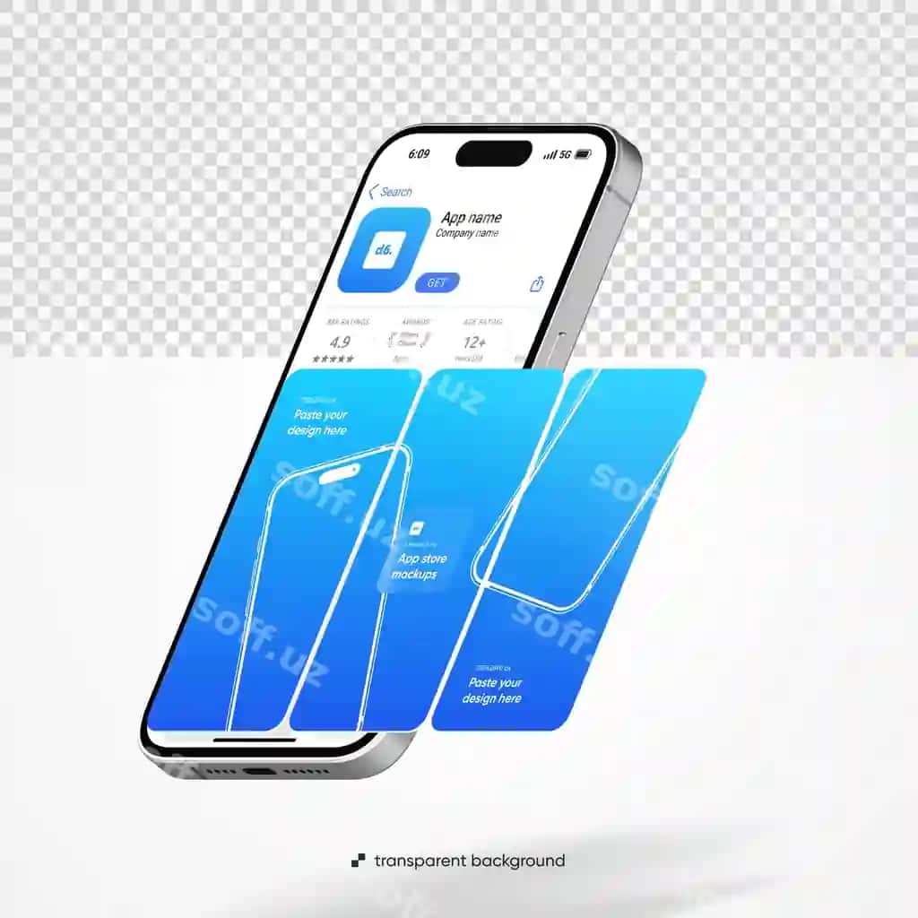 Haqiqiy iPhone 15 Pro 3D akilli telefon ko'plab ekranli shablon | Realistic iphone 15 pro 3d smartphone multiscreen mockup template
