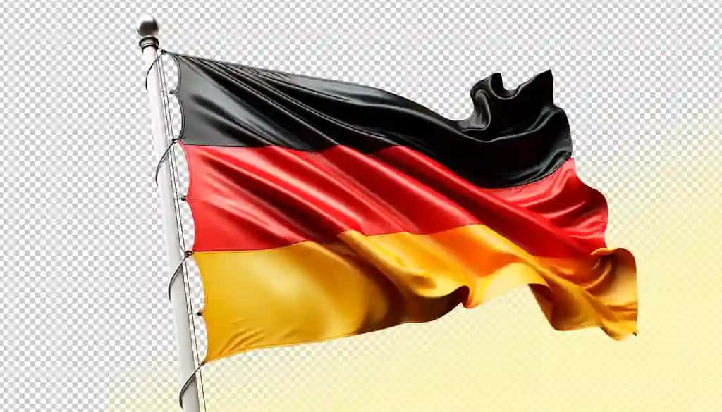 Psd to'lqinli Germaniya bayrog'i shaffof fon | Psd wavy flag germany transparent background