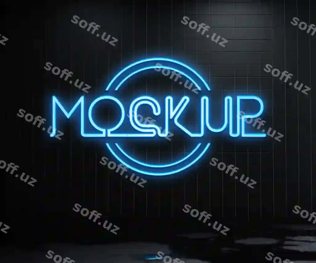 Ko'cha neon chiroqlari belgisining maketi | Street neon lights signboard mockup