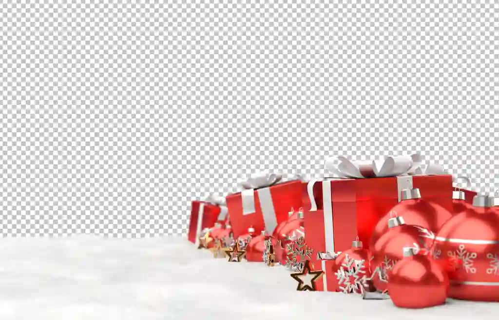 Qizil Rojdestvo sovg'alari qorni kesib tashlang | Cut out red christmas baubles gifts snow