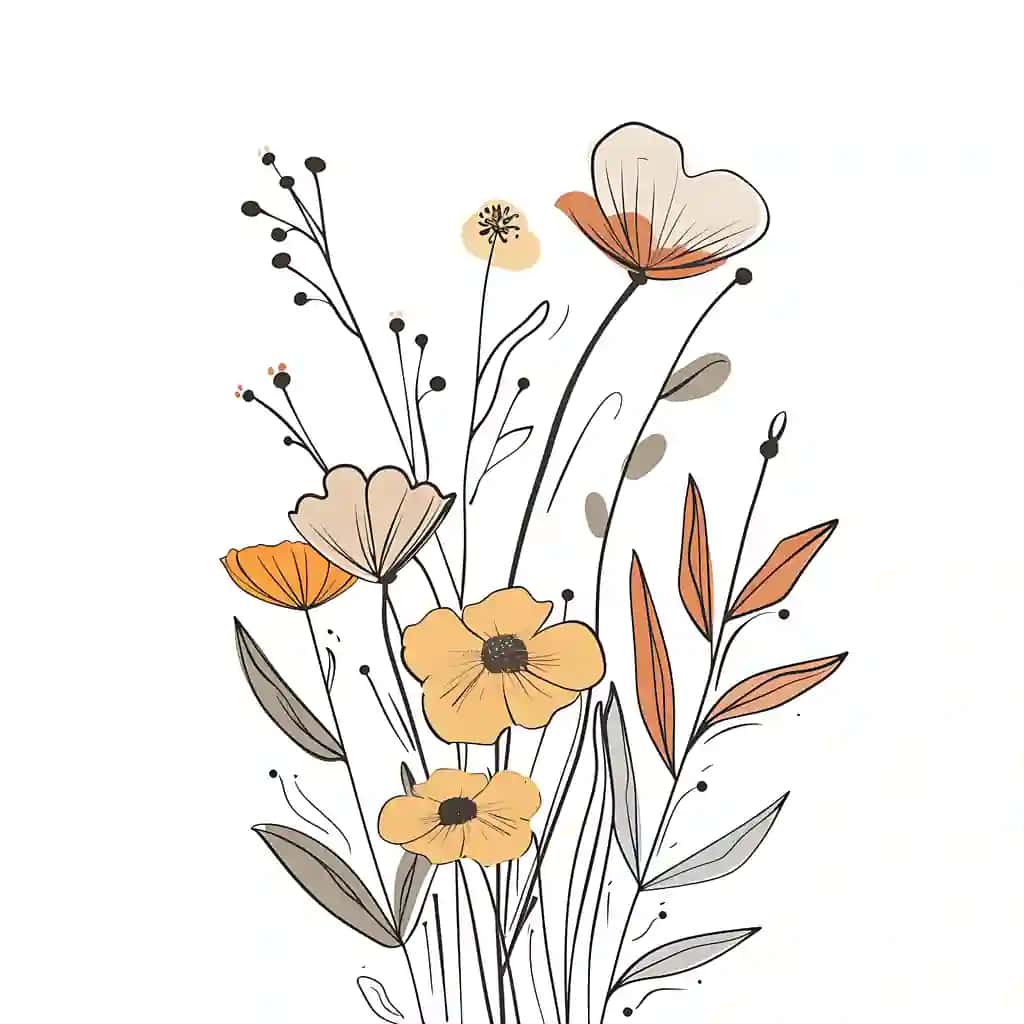 Oqlangan qo'lda chizilgan gulli tasvir | Elegant handdrawn floral illustration