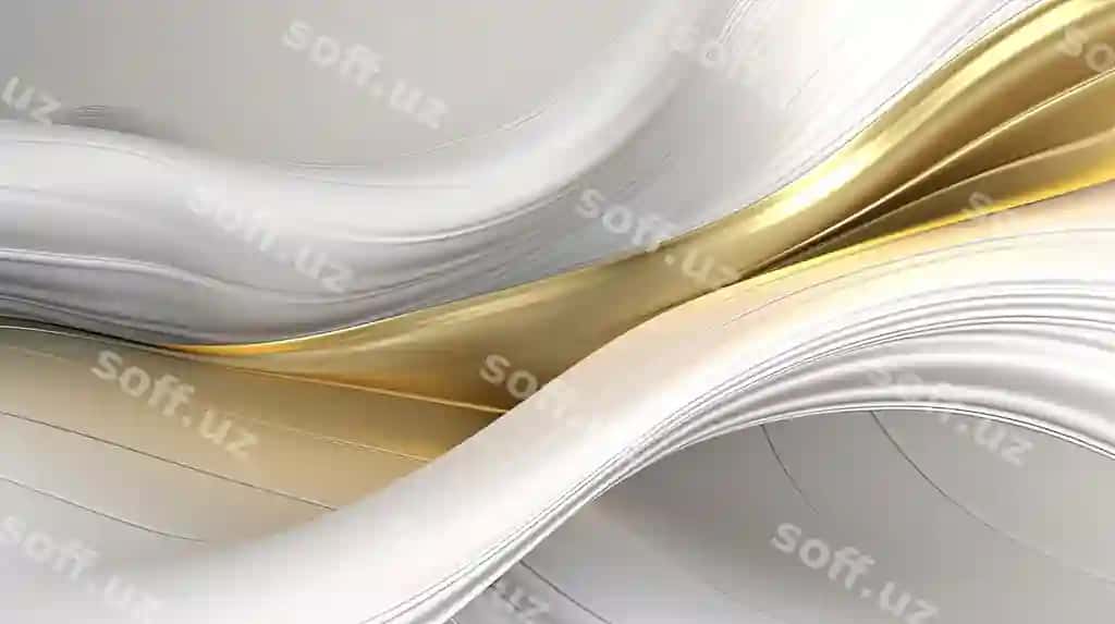 Mavhum oq oltin suyuq to'lqinli shakllar futuristik 3D banner fon rasmi fon generativ ai | Abstract white gold liquid wavy shapes futuristic 3d banner wallpaper background generative ai
