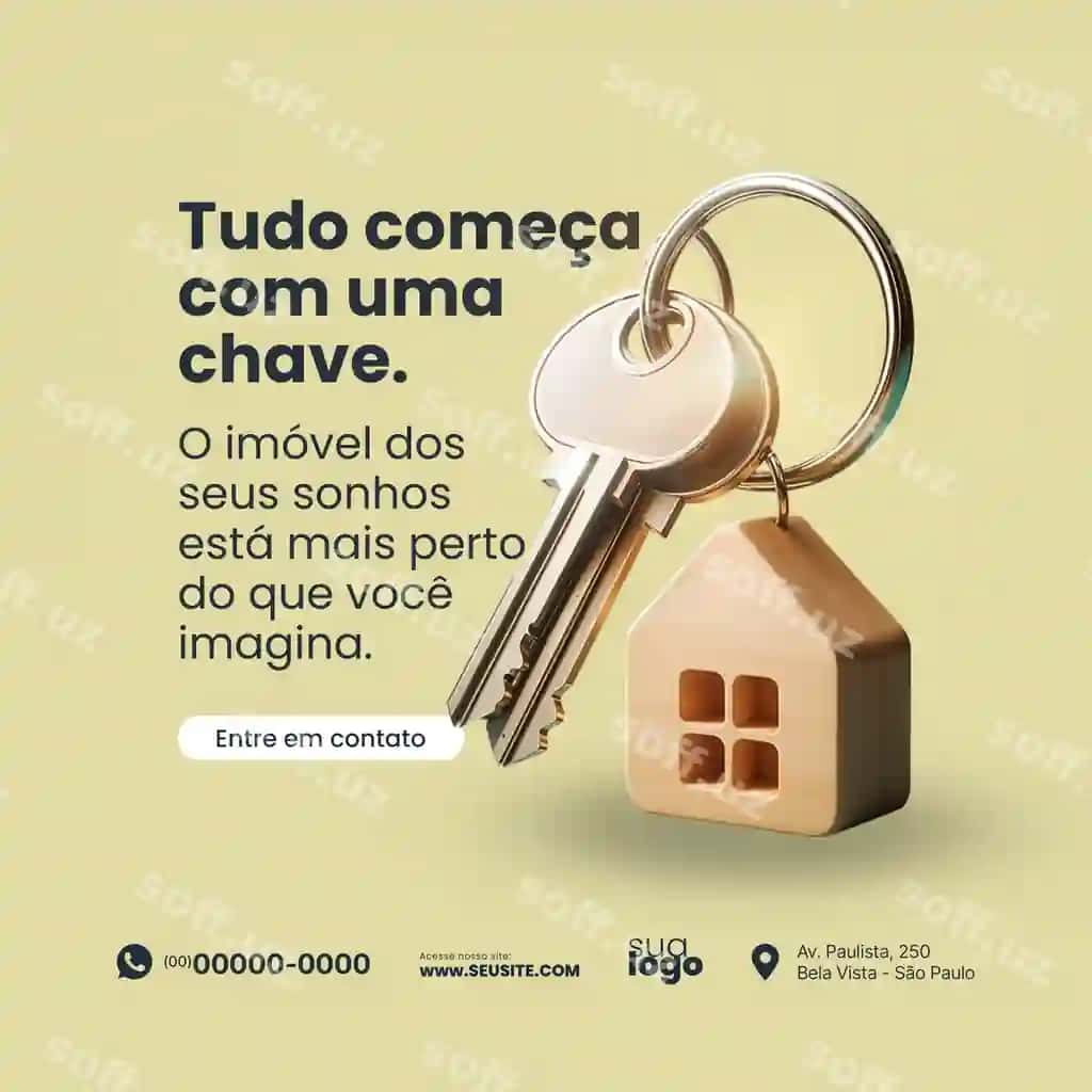 PSD shablon ijtimoiy tarmoqlar uchun uy-joy sotish marketing broshyuri Braziliada | Modelo psd midia social folheto de marketing imobiliaria no brasil