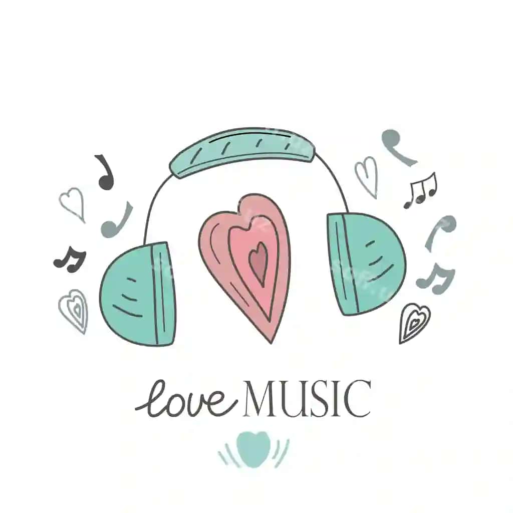 Reklama banner chizma quloqchin yurak so'zlar sevga musiqa multfil'm | Advertising banner doodle headphones heart words love music cartoon