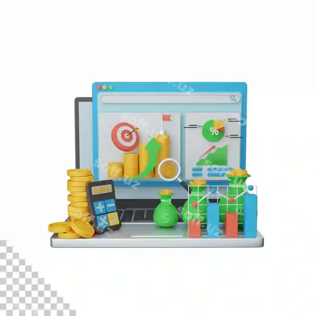 3d renderixlama foyda tahlili dala sochilgan foyda biznes iqtisodiyoti texnologiyasi | 3d rendering profit analysis isolated useful business economy technology