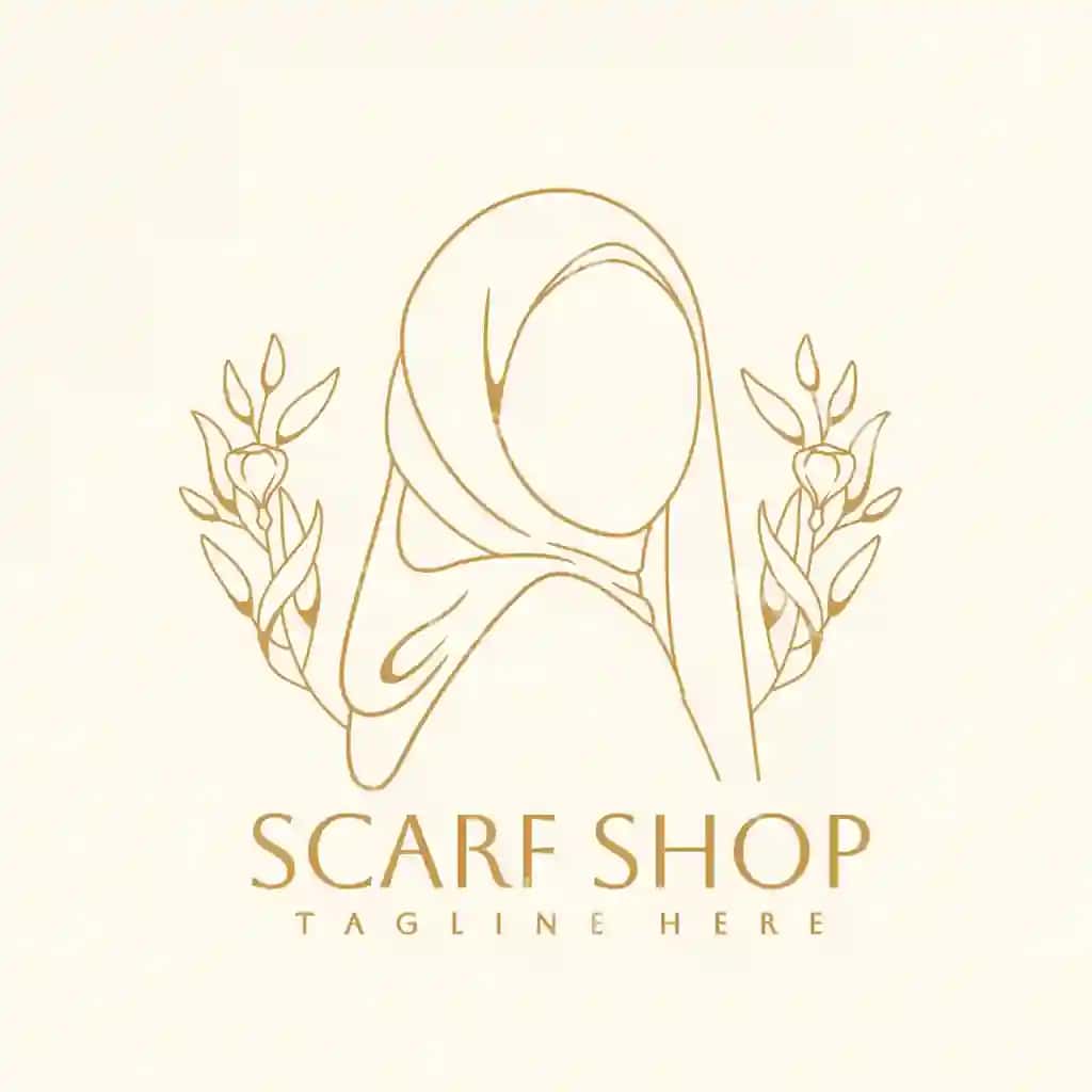 Qo'l chizilgan rubokha logo chiroy hijab ayol logo | Hand drawn scarf logo beauty hijab woman logo
