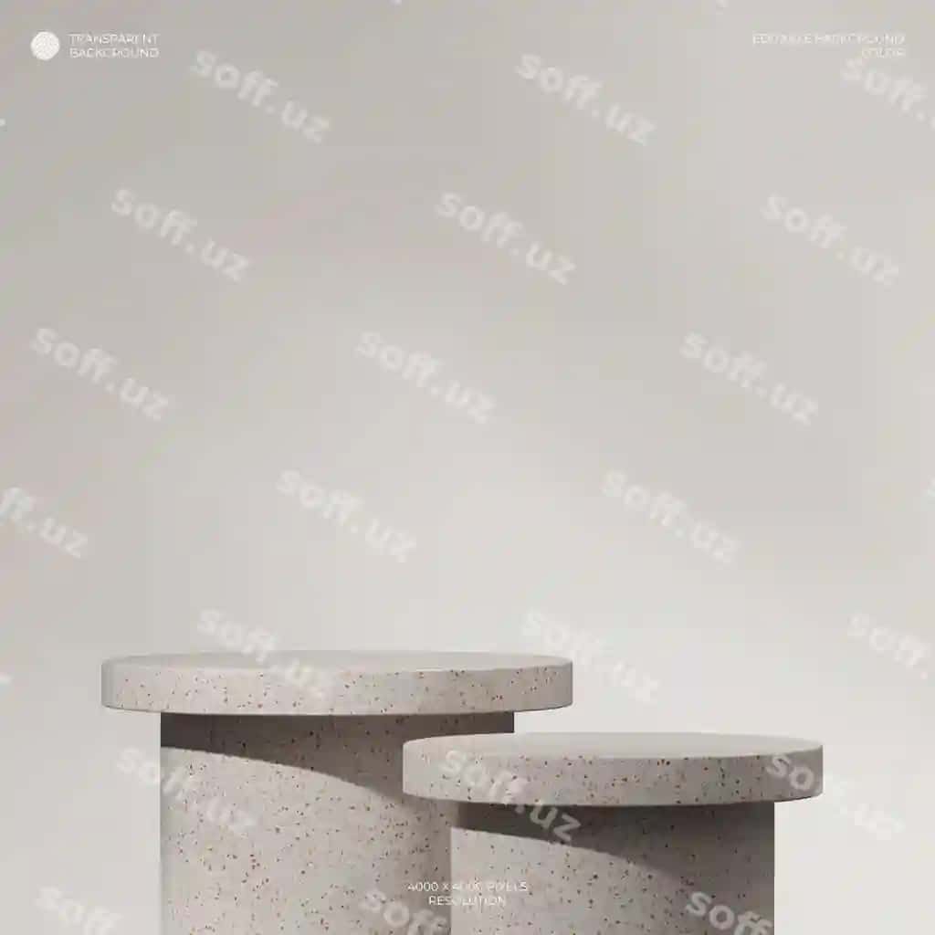 Kvadrat minimal sahna 3d rasm renderi shaffof fond terrazzo | Square minimal scene 3d image render transparent background terrazzo
