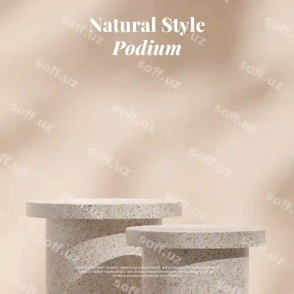 Tabiiy 3D render maket shablon terrazzo podium kvadrat bilan | Natural 3d rendering mockup template terrazzo podium square with