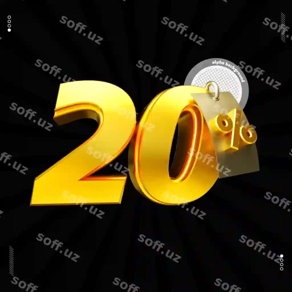 3d render raqami 20 shrift oltin | 3d render number 20 font gold