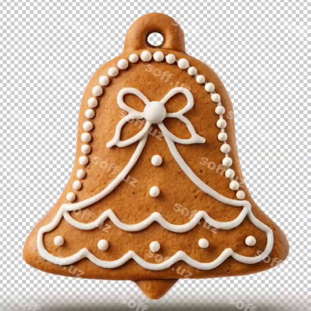 Shirin yangiliklar zil transparent fonsiz | Gingerbread bell isolated transparent background