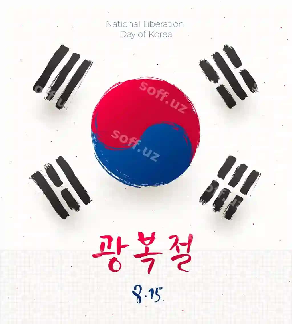 Milliy erkinlash kuni Janubiy Koreyadagi Gwangbokjeol qo'l bilan chizilgan | National liberation day south korea gwangbokjeol with hand drawn