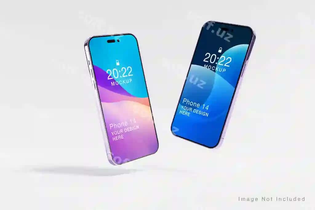 Realistik binafsha telefon ekrani namunasi | Realistic purple phone screen mockup