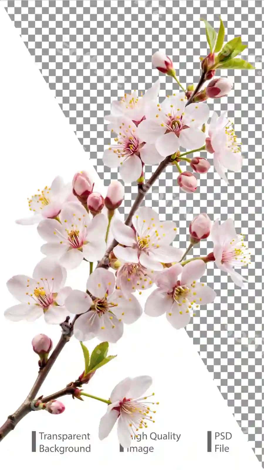 Gullayotgan olcha guli sarmosi oq fonda ajraltirilgan | Blooming cherry blossom branch isolated white background