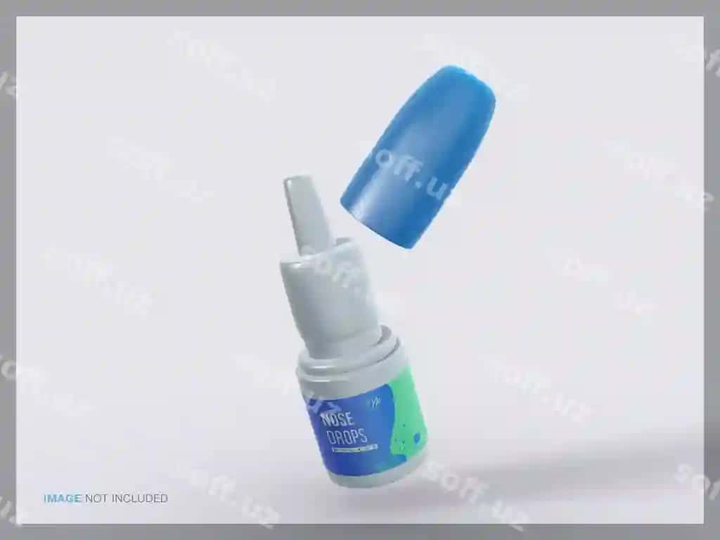 Plastik burun qo'shiq mahsulot qadoqlash namunasi | Plastic nose drops product packaging mockup