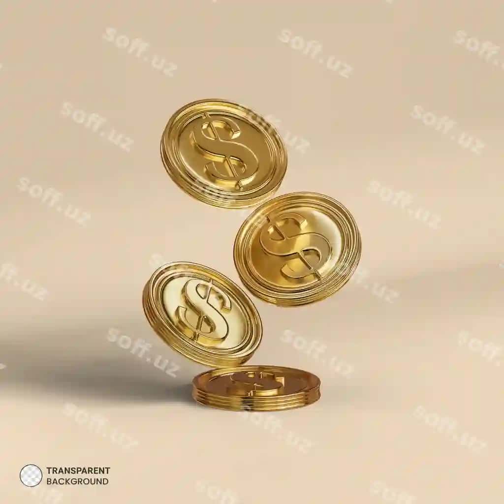 Dollar belgisi oltin tanga belgisi izolyatsiya qilingan 3D render | Dollar sign gold coin icon isolated 3d render