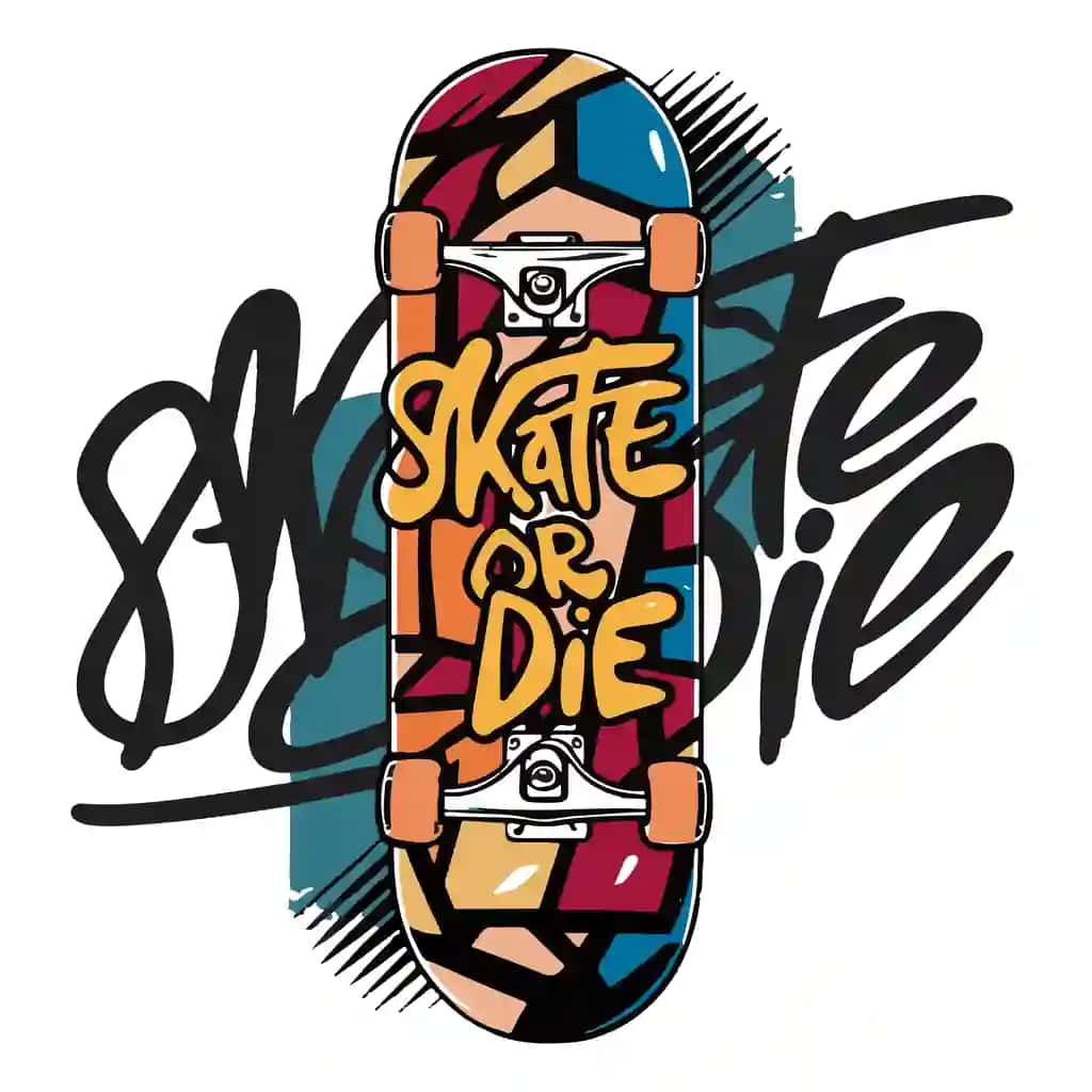 Ajoyib mavhum illyustratsiya skeytbord jonli ranglarni taqdim etdi | Striking abstract illustration skateboard rendered vibrant colors