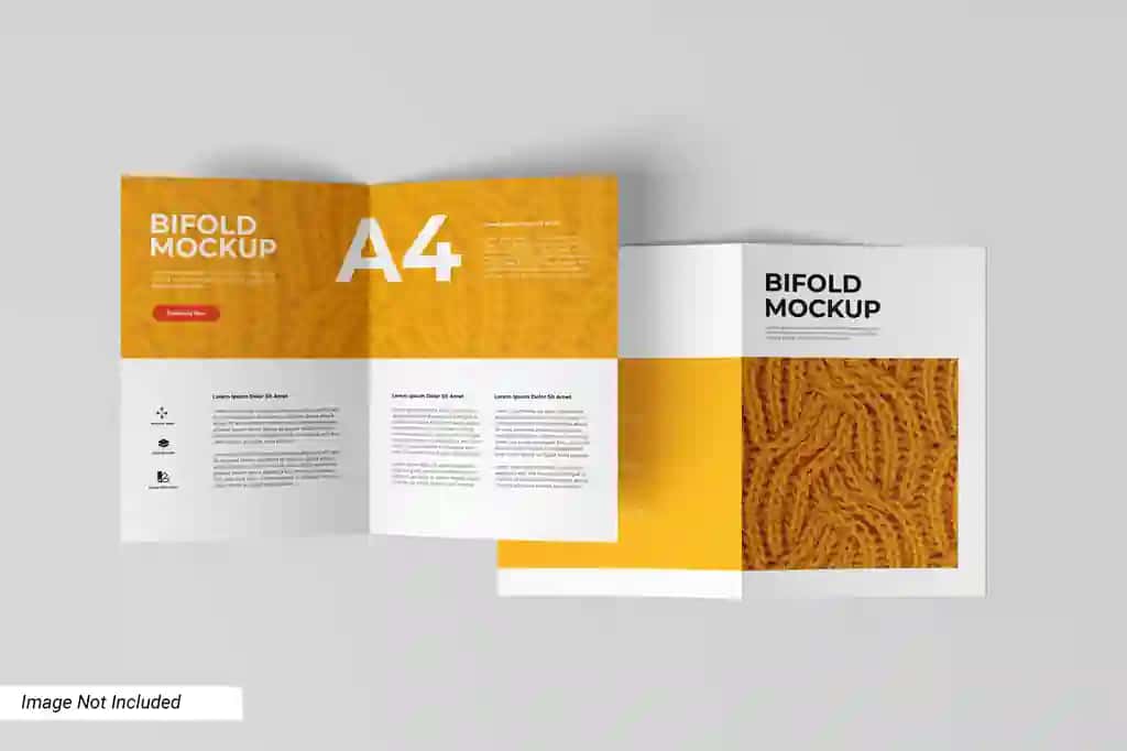 Ikki qavatli broshyura maketi yuqoridan ko'rinishi | Bifold brochure mockup top view