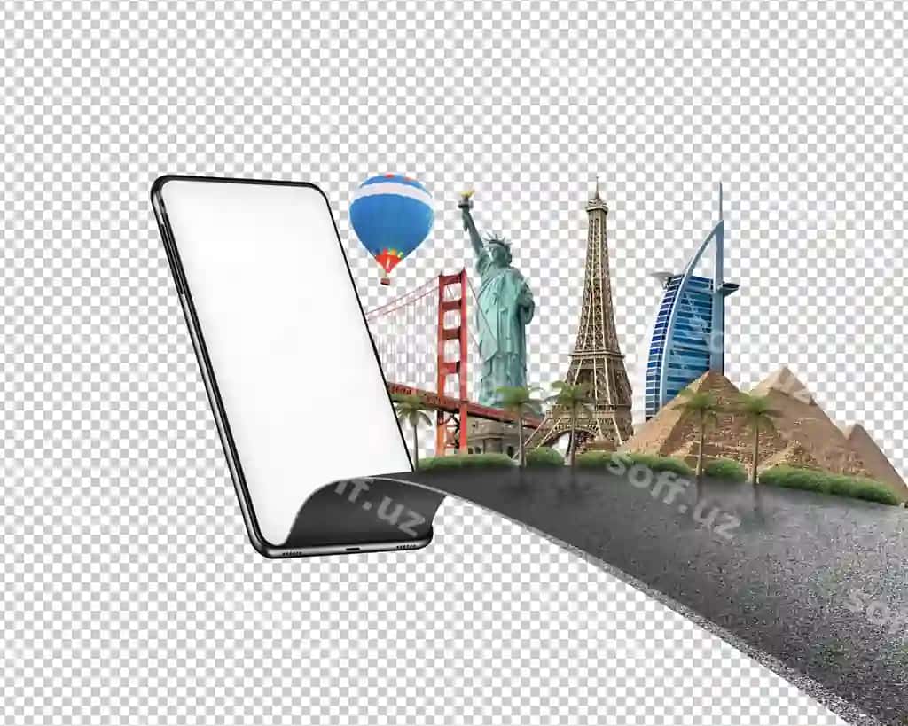 Sayohat turizmi uchun ilovalar, baner dizayn konseptsiyasi, aeroport onlayn aplikatsiyasi | Travel tourism apps banner design concept airport online application