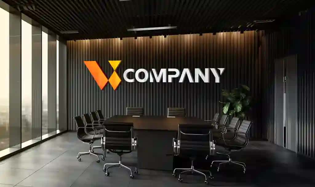3D logotipi maketi konferentsiya majlislar zali | 3d logo mockup conference meeting room