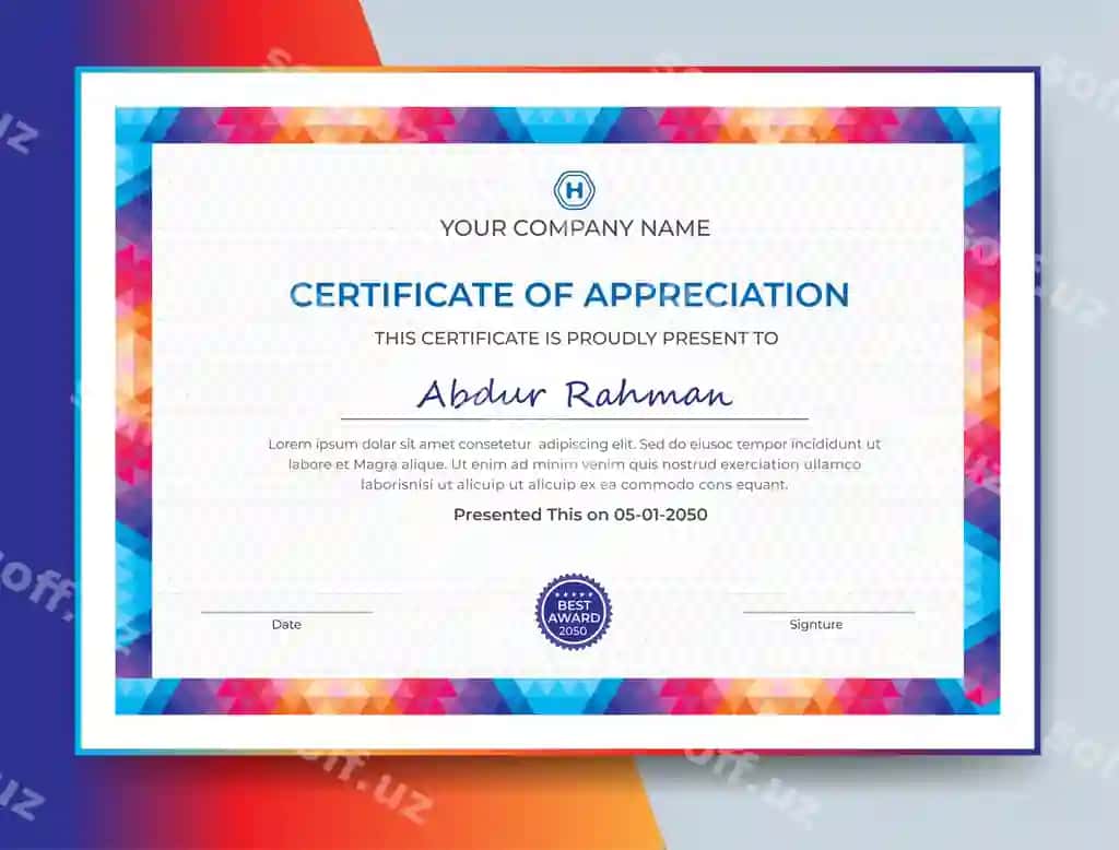 Guvohnoma shabloni premium vektor guvohnoma | Certificate template premium vector certificate 2