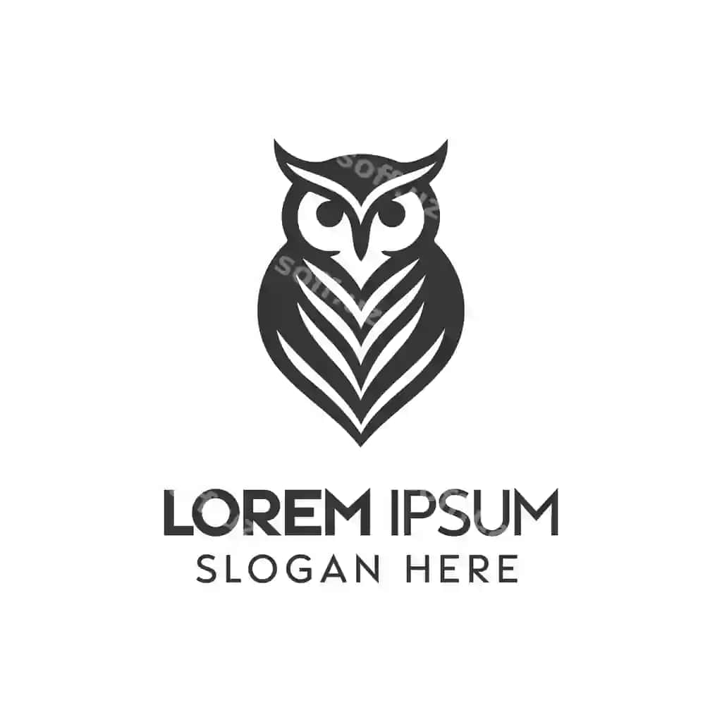 Qora va oq boyo'g'li logotipi dizayni zamonaviy brend identifikatori | Black white owl logo design modern brand identity
