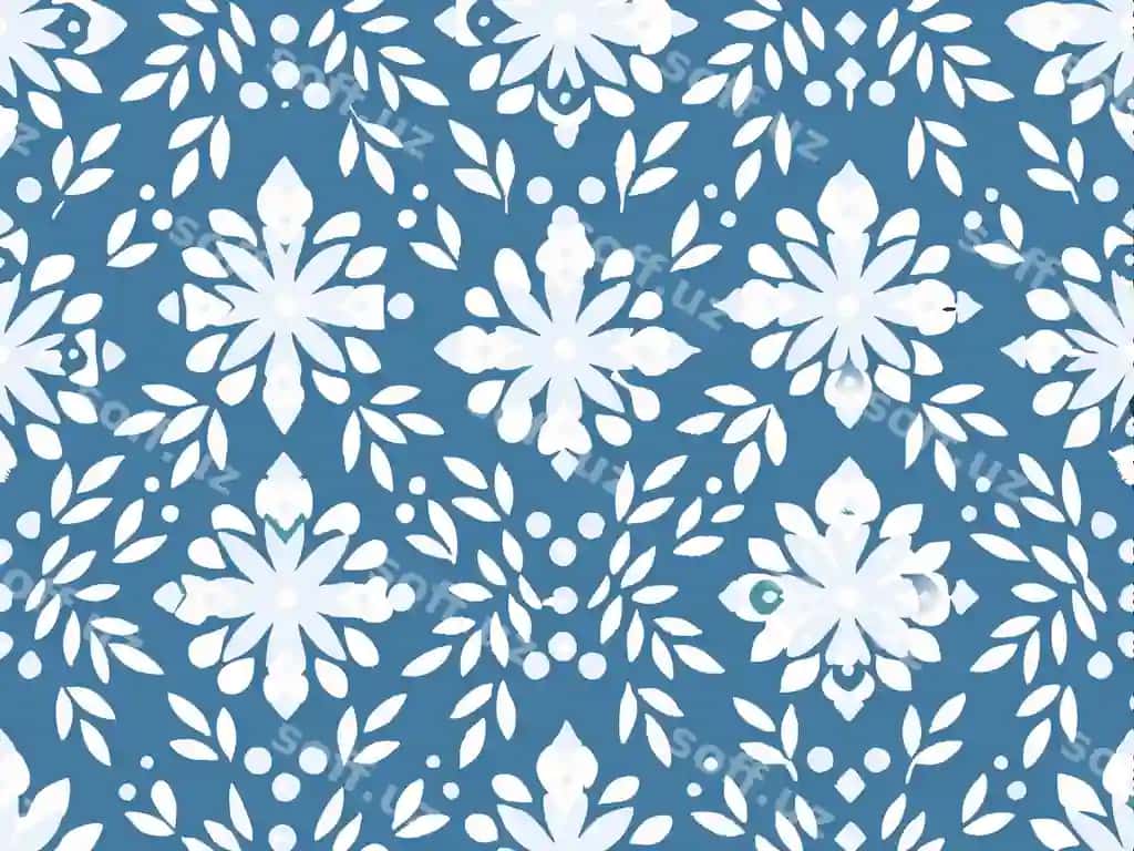 Oq gullar qush markazi bilan ko'k fon rasmi | Blue wallpaper with white flowers bird center