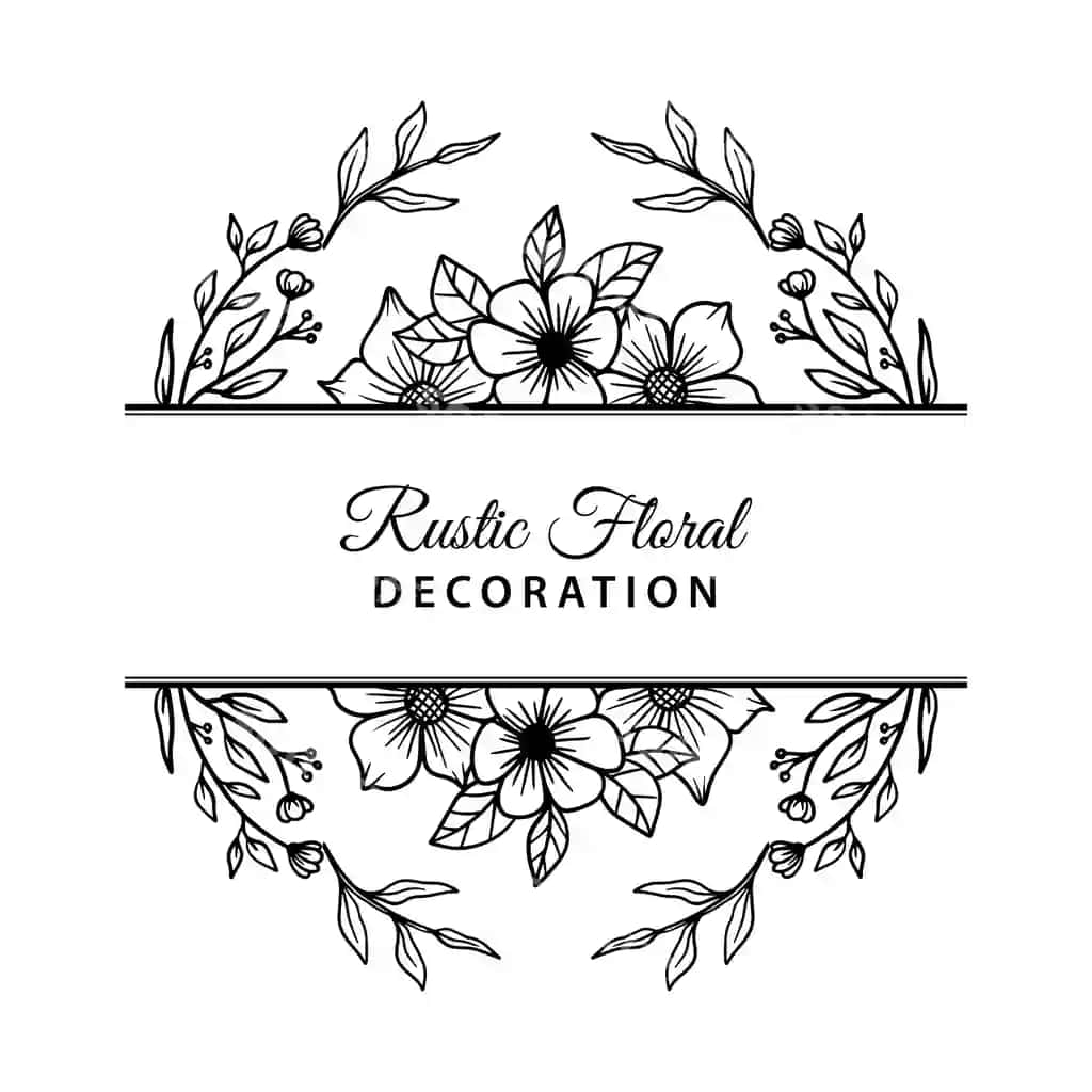 Bo'lingan gullarli monogramma qo'l bilan chizilgan gul va yaproqlar bilan | Split floral monogram with hand drawn flowers leaves