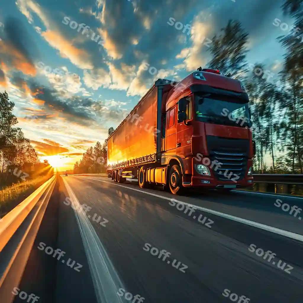 Qishloq landshaftlari bo'ylab avtomagistralni yuqori tezlikda boshqaradigan transport vositalari | Transportation trucks high speed driving highway through rural landscape