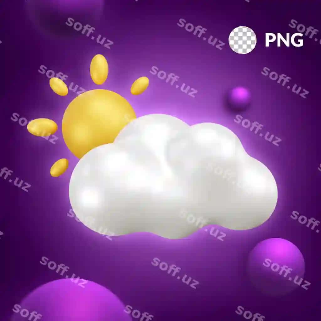 Quyoshli va bulutli ob-havo 3D illyustratsiyasi | Sunny cloud weather 3d illustration