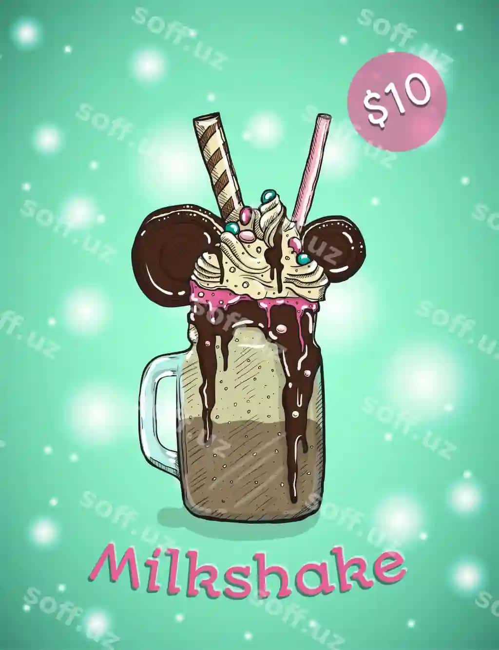 Monstershake karyoton uslubi chaqmoq milkshake shokoladli pechenye bilan | Monstershake cartoon style crazy milkshake with cookies chocolate