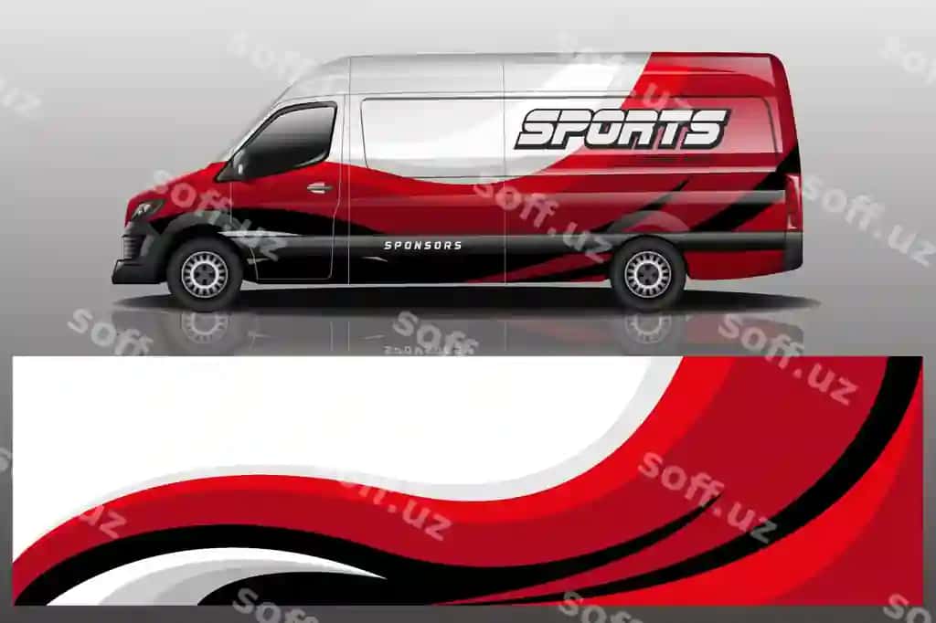 Mikroavtobus uchun stikerli o'ram illyustratsiyasi | Van car decal wrap illustration