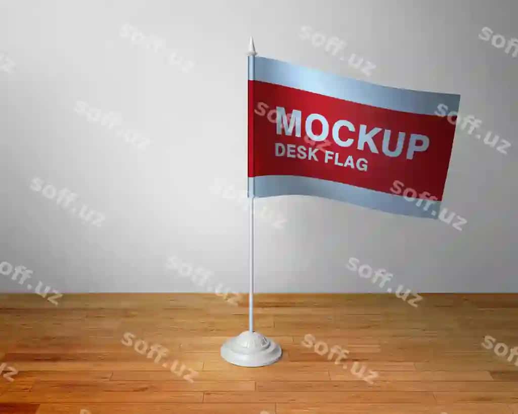 Qizil oq bayroqda "Maket stol bayrog'i" deb yozilgan | Red white flag that says mockup desk flag