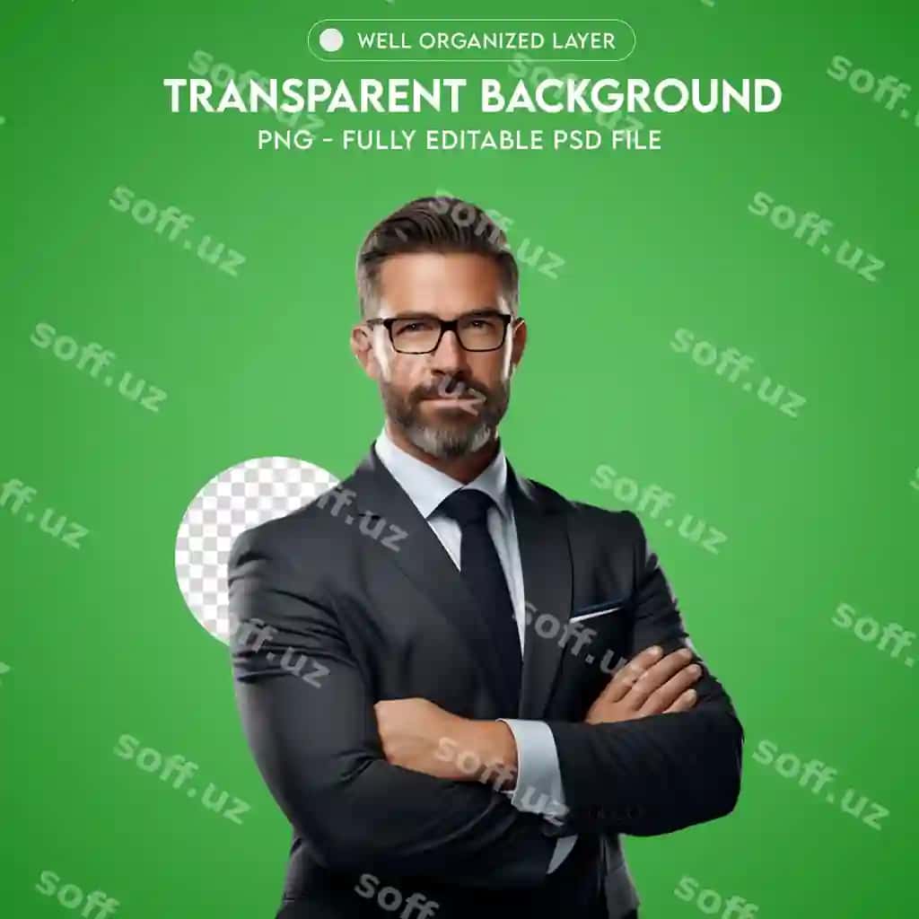 Psd jilmayuvchi erkak kostyumi shaffof png | Psd smiling man suit transparent png