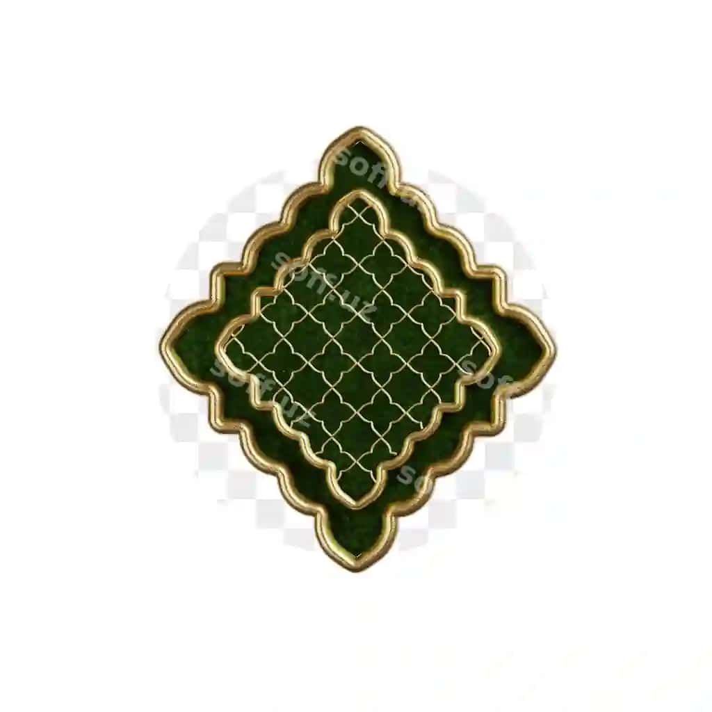 3D islomiy bezakli yashil oltin dekorativ naqsh | 3d islamic ornate green gold decorative pattern