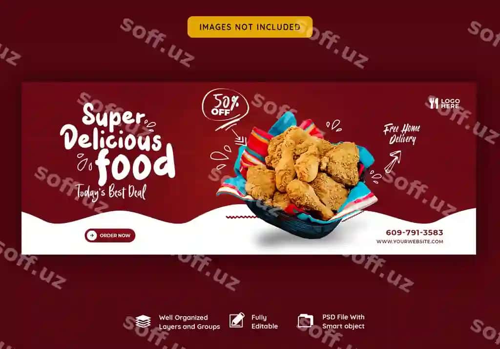 Oziq-ovqat menyusi restoran Facebook qopqoq shablonini | Food menu restaurant facebook cover template